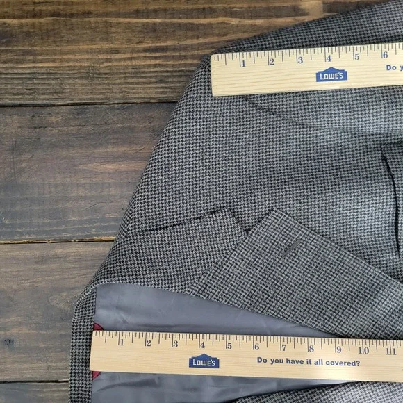 Hart Schaffner Marx Men's Sport‎ Coat Blazer Flannel Houndstooth Soft Wool 46L